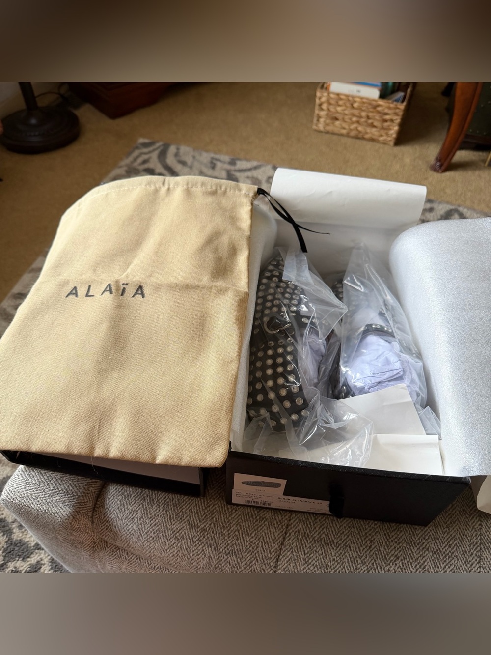 Alaïa Black Leather Studded Mary Jane Flats - Picture 4 of 9